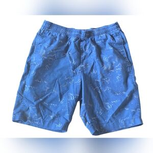 Uniqlo Elastic Waist Pull On Blue Patterned Shorts Size M